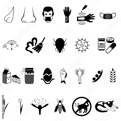 Vector black allergies icons set