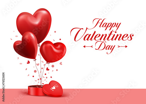 Valentines Day Red Sweet Hearts. 3D Vector Illustration