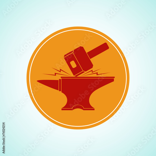 flat colored icon or Hammer and anvil