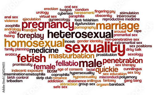 Word cloud illustrating words related to human sexuality