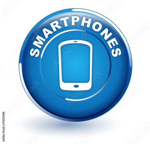 smartphones sur bouton bleu