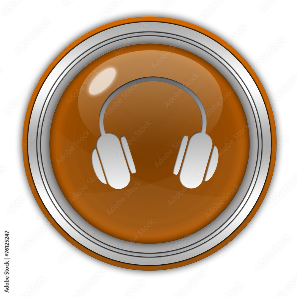Headset circular icon on white background Headset circular icon on white background