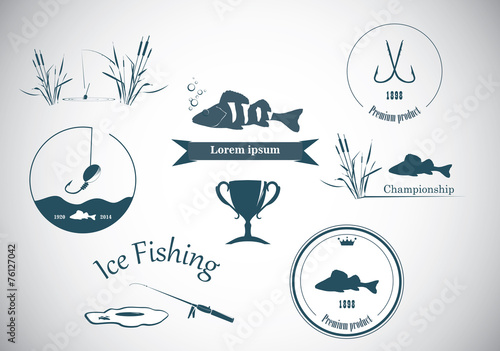 Fishing labels  and design elements photo