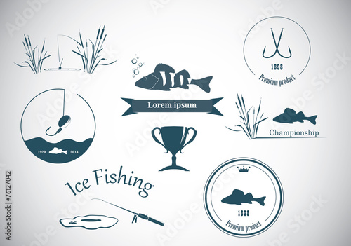 Fishing labels  and design elements