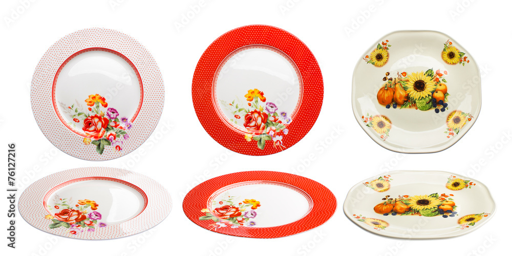Plates with a pattern on a white background Plates with a pattern on a white background