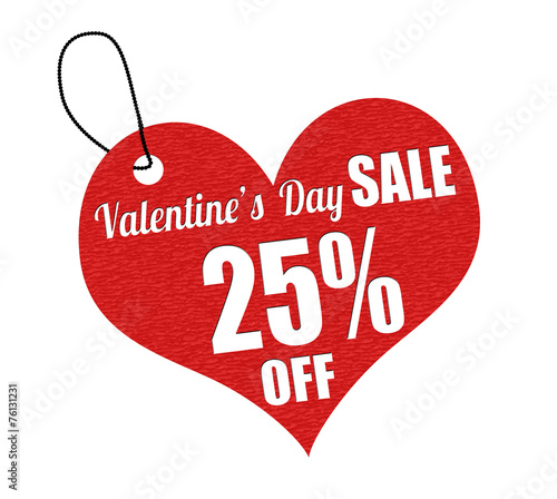 Valentines sale 25 percent off label or price tag
