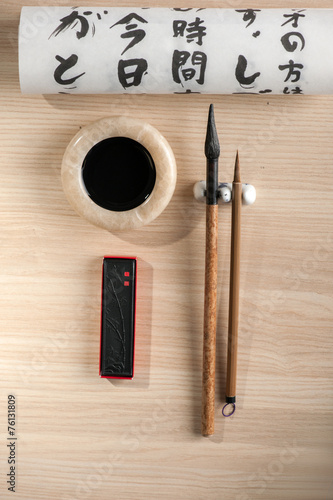 Calligraphy tools on the table
