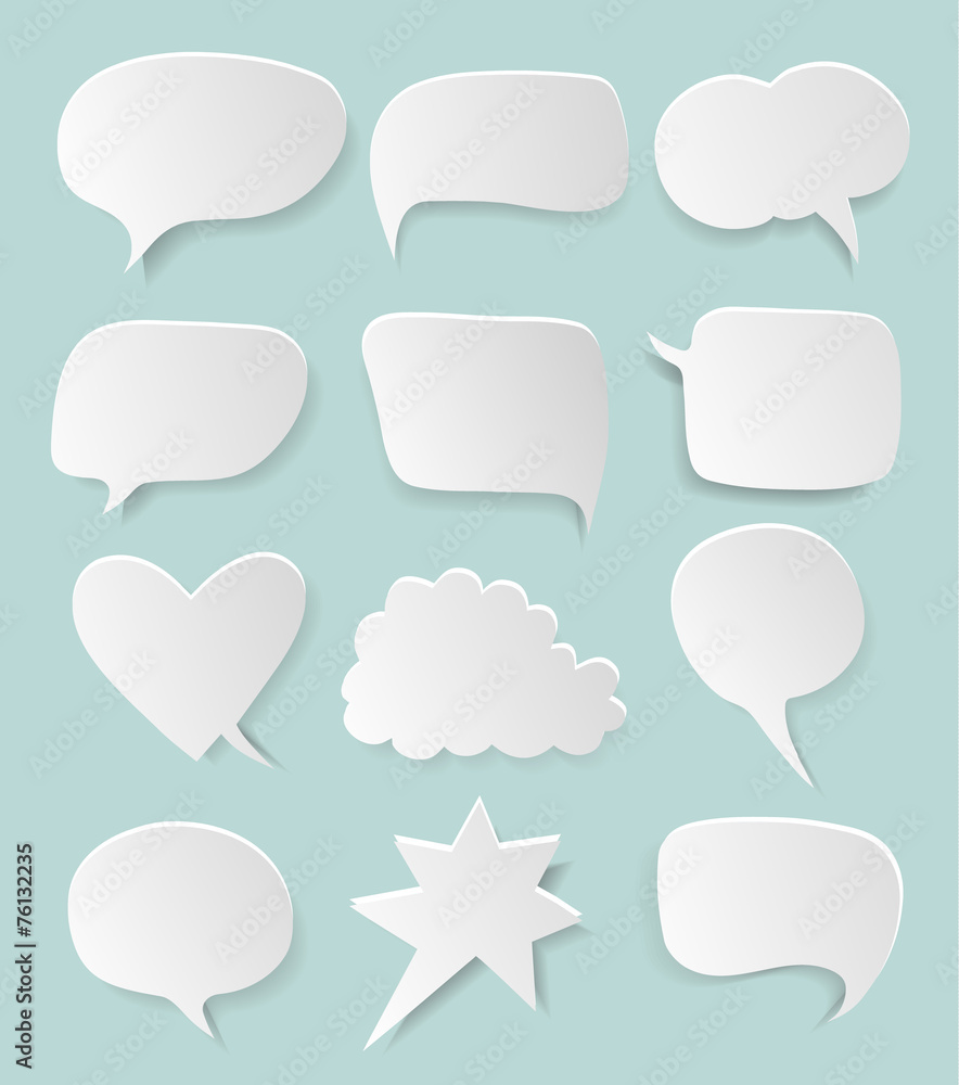 Set of vector white speech bubbles