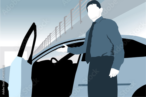 silhouette car salesman
