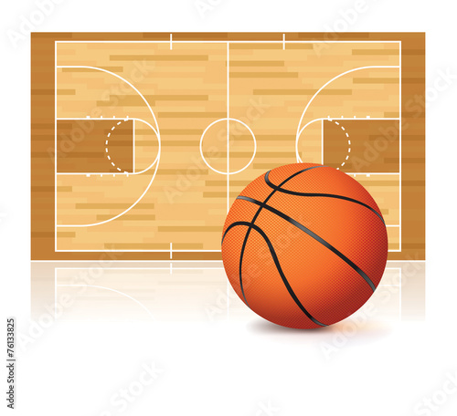 Basketball and Court Isolated on White