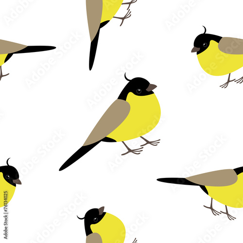 Seamless pattern with adorable yellow birds