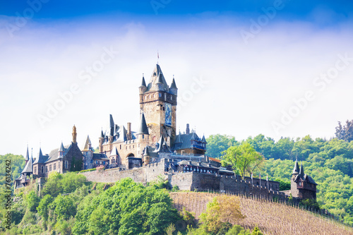 Cochem Imperial Castle on the top of a hill #76134242