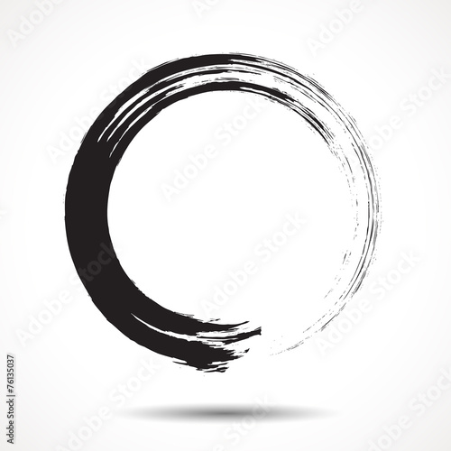 Brush painted black ink circle