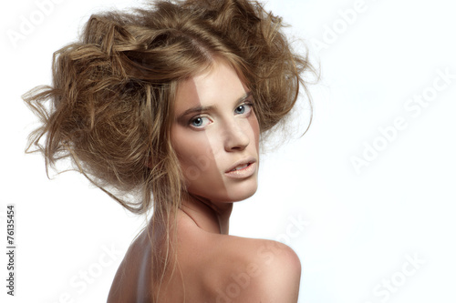 Portrait of beutiful woman with perfect makeup and hairstyle