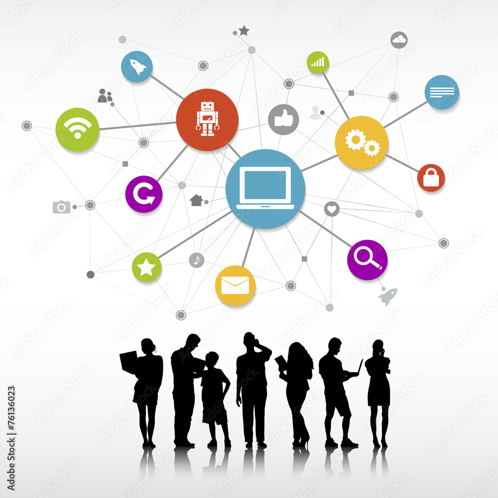 Silhouettes People Social Networking Collaboration Concept