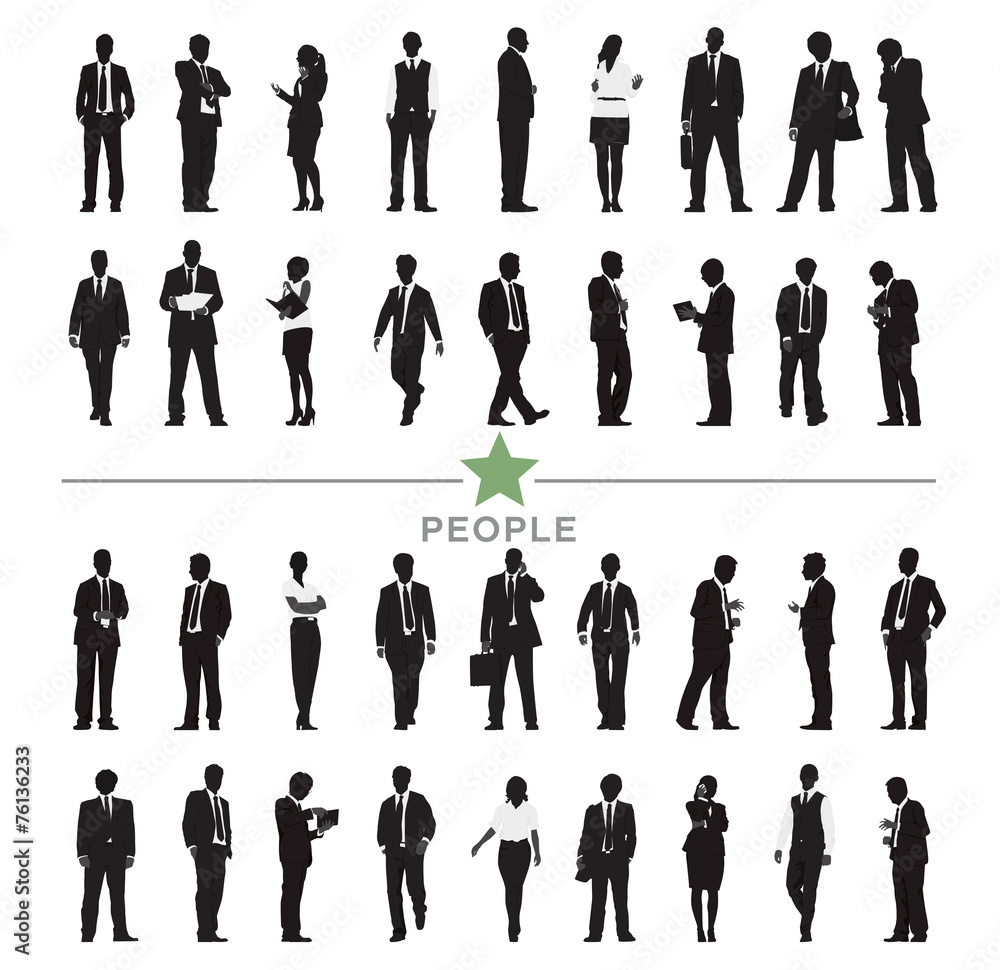 Silhouette Business People with Varioius Acting Silhouette Business People with Varioius Acting