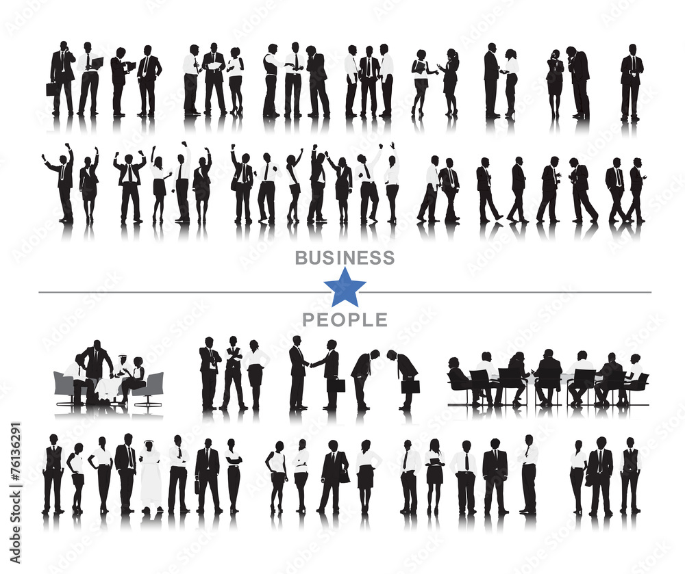 Silhouettes of Business People and Business People Texts Silhouettes of Business People and Business People Texts