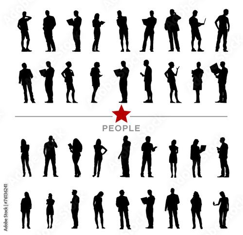 Silhouette Business People with Varioius Acting