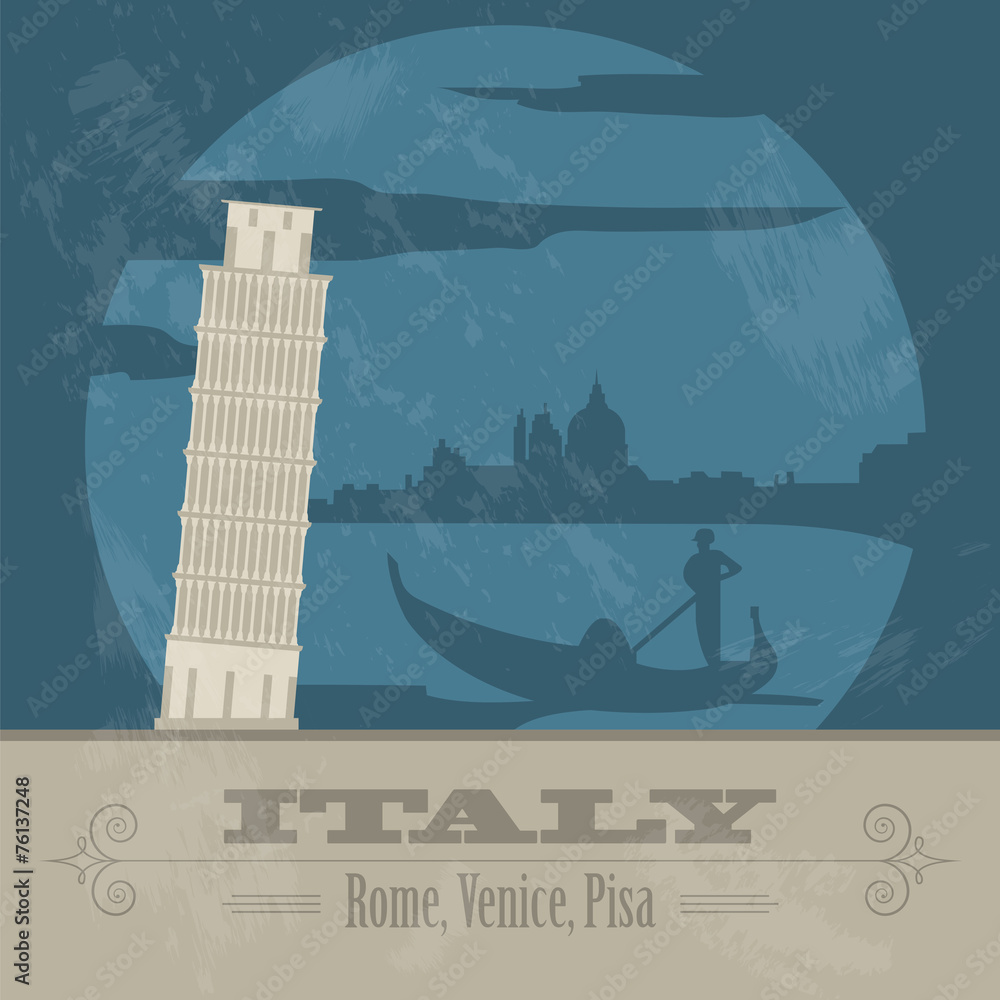 Fototapeta premium Italian Republic landmarks. Retro styled image