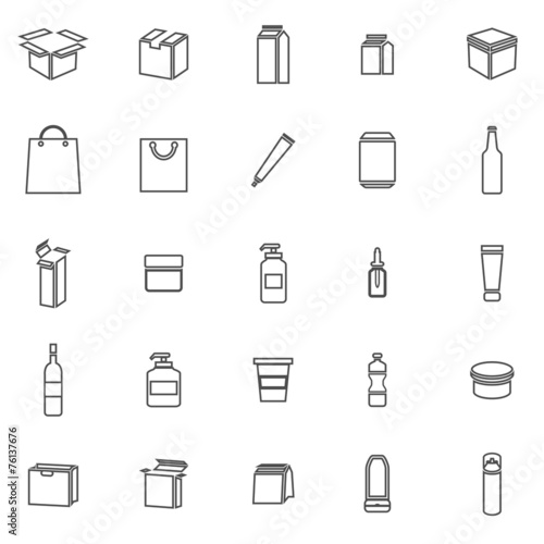 Packaging line icons on white background