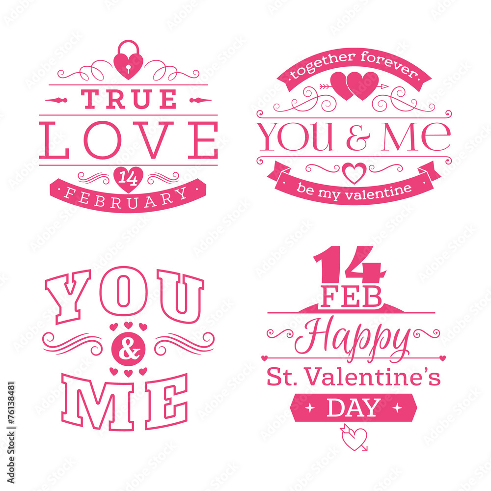Naklejka premium Valentine's day set of label, badges, stamp and design elements