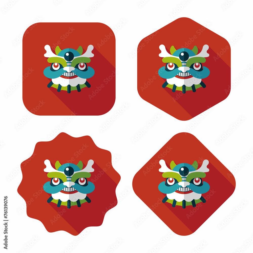 Chinese New Year flat icon with long shadow,eps10,The dragon and Chinese New Year flat icon with long shadow,eps10,The dragon and