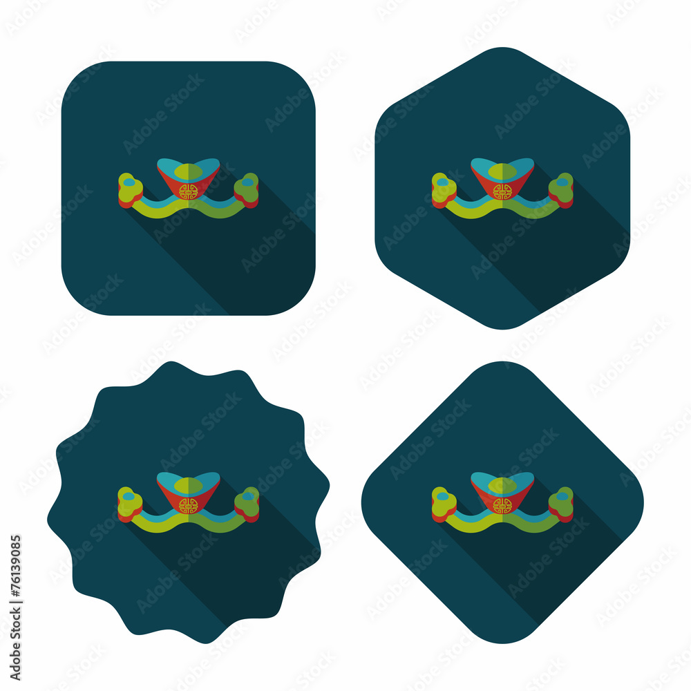 Chinese New Year flat icon with long shadow,eps10, Gold ingot me Chinese New Year flat icon with long shadow,eps10, Gold ingot me