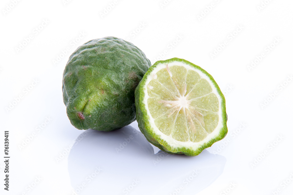 kaffir lime on white background kaffir lime on white background