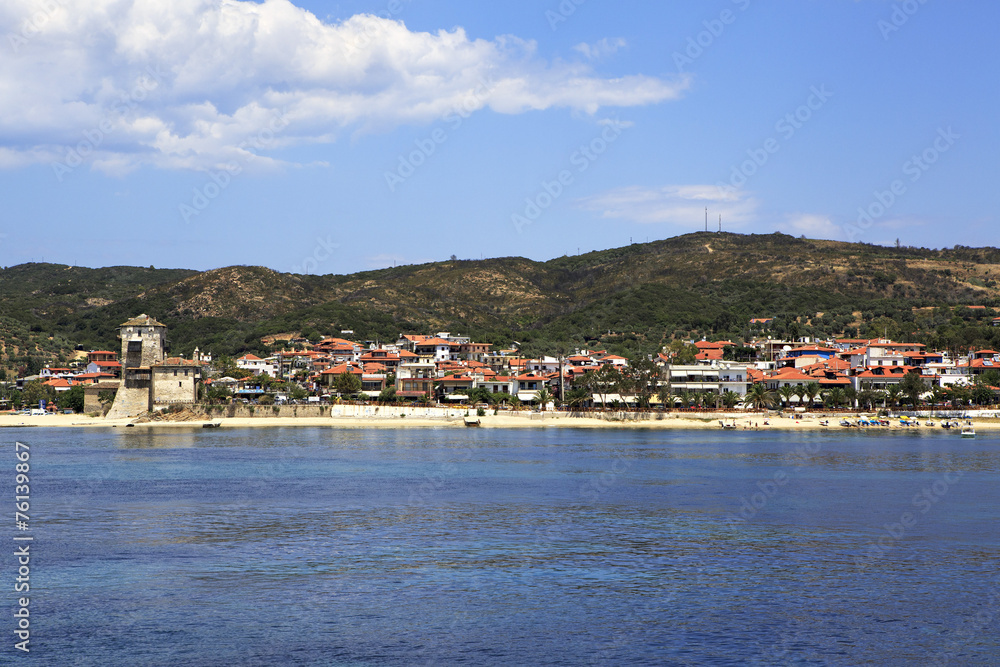 Ouranoupoli on coast of Athos in Greece.
