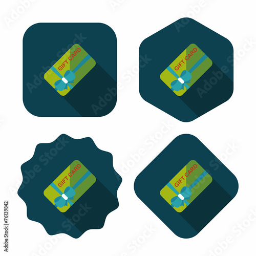 shopping gift card flat icon with long shadow,eps10