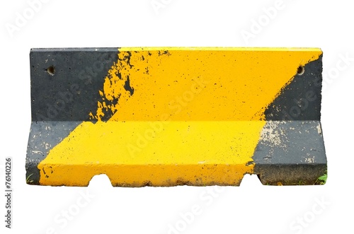 Canvas Print Concrete roadblock isolated on white