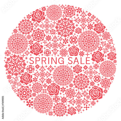 SPRING SALE　ドイリーと花をつめこんだ円