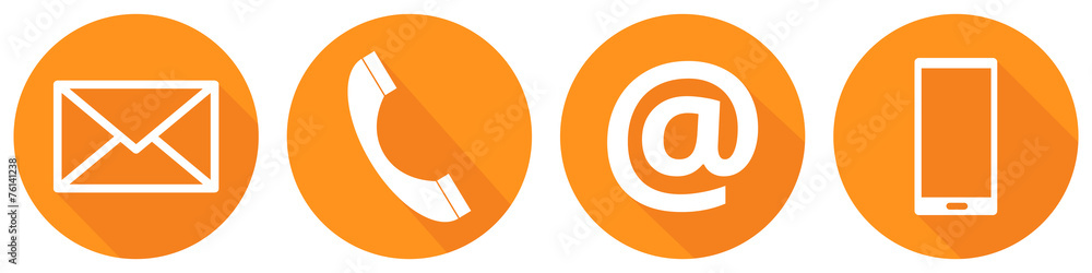 Orangene Kontakt Icons - obrazy, fototapety, plakaty 