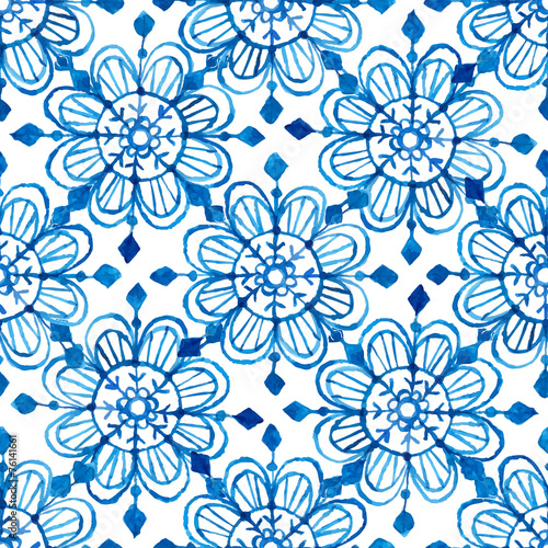 Watercolor snowflakes seamless pattern