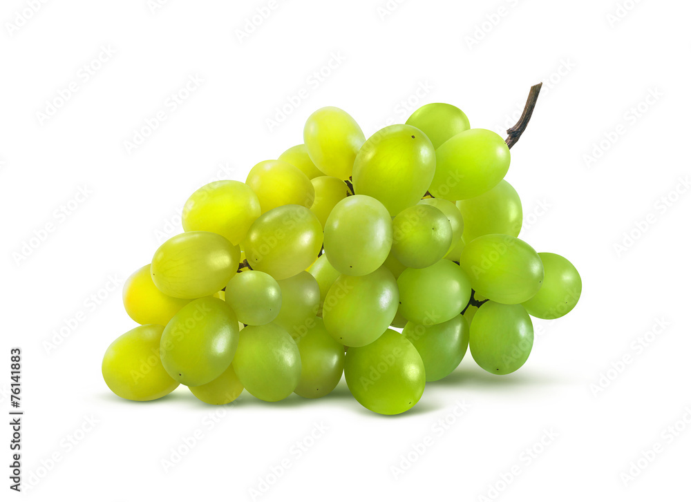 Green grapes horizontal no leaf isolated on white background