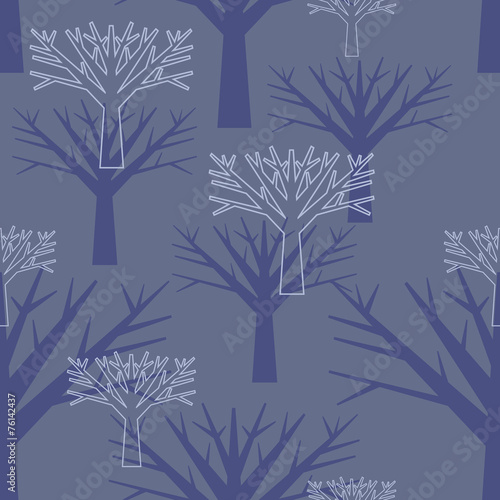 vector seamless background, silhouettes of trees