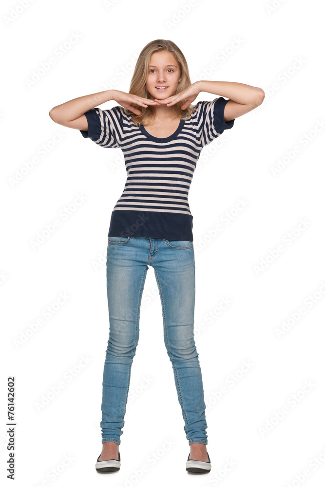 Pretty teen girl against the white Pretty teen girl against the white