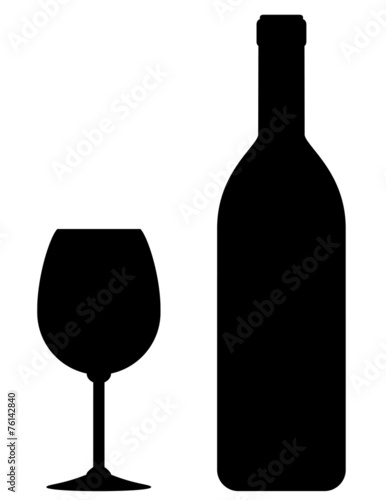 black wine bottle and glass