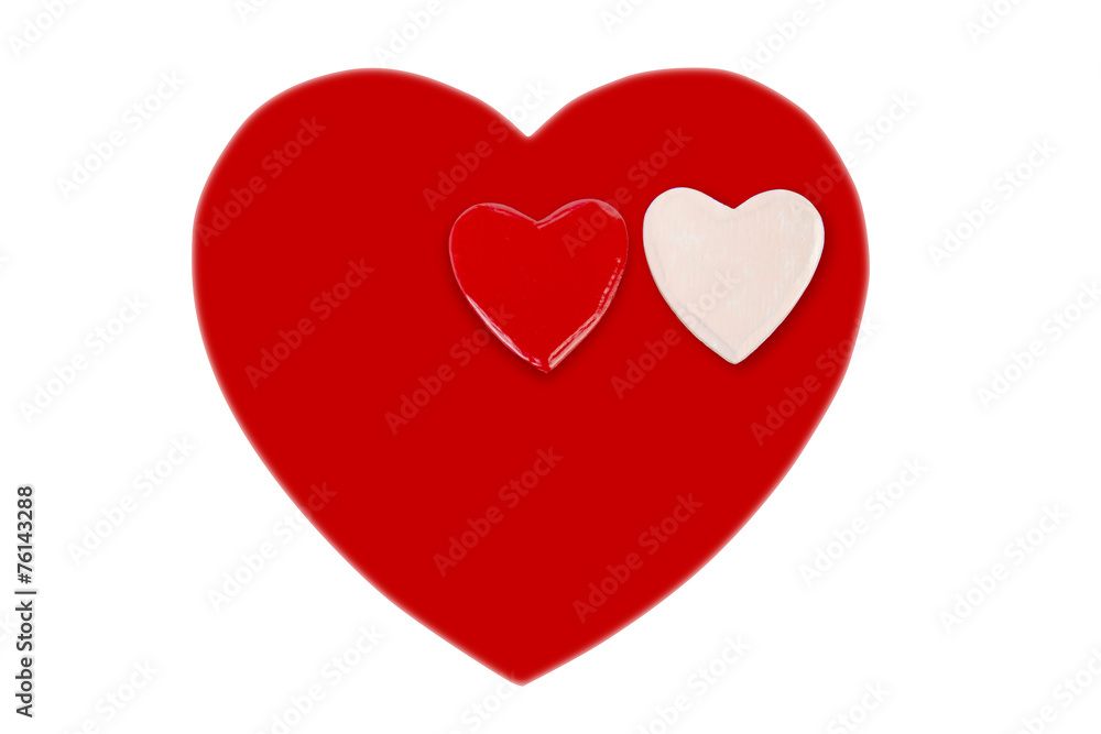 a big red heart and two small heart for valentine day