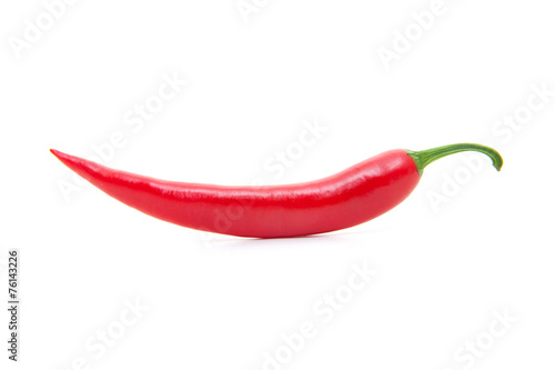 Red chili pepper. All on white background.