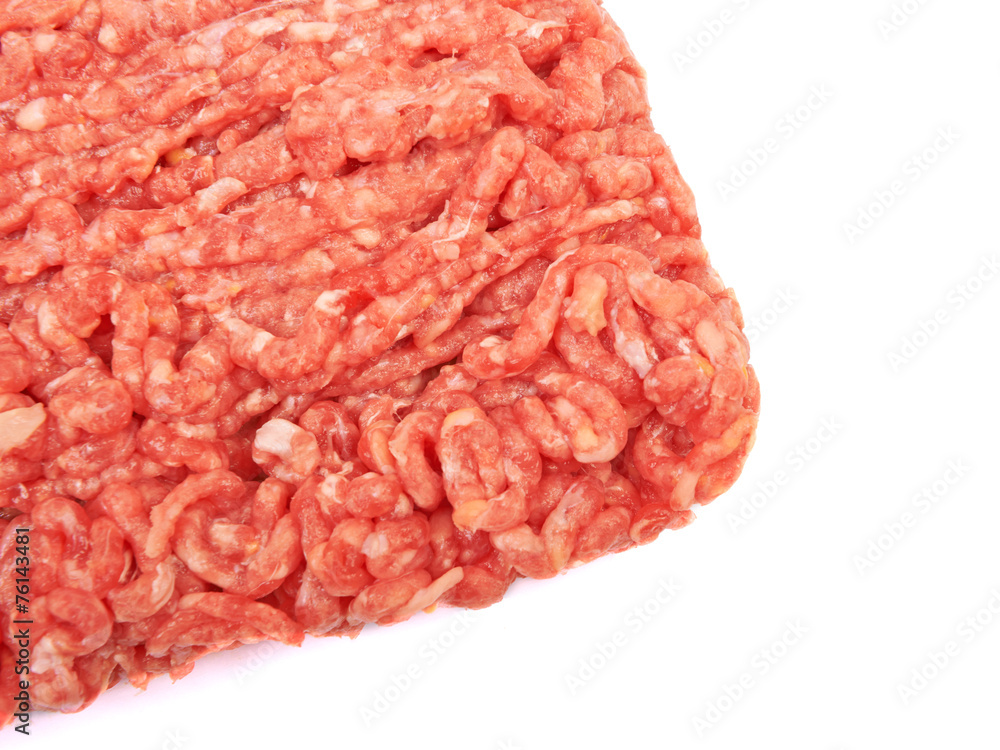 Raw pork meat ground beef isolated on white background. Raw pork meat ground beef isolated on white background.
