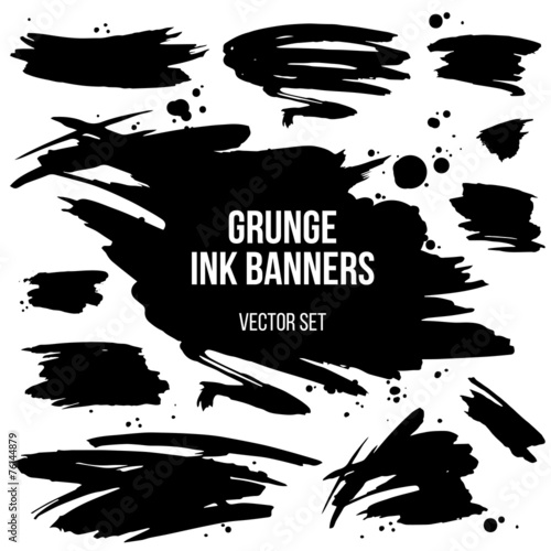 vector set of black grunge spots