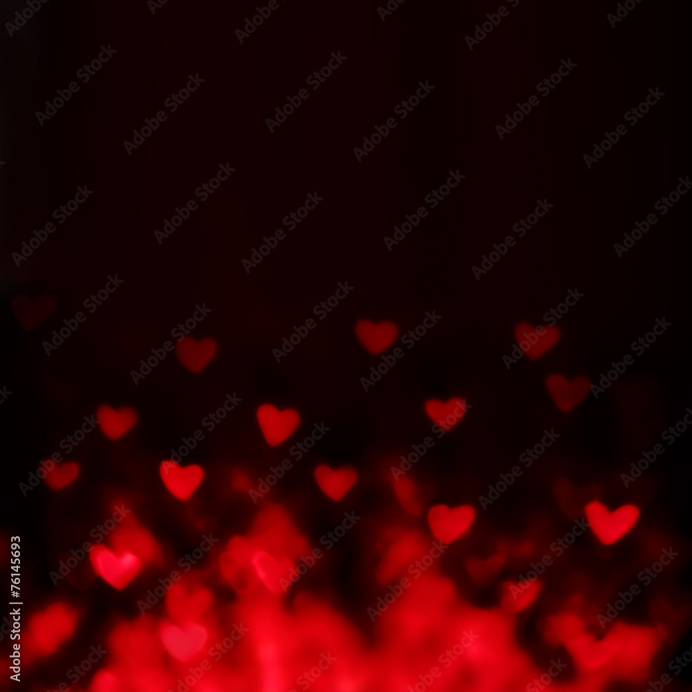 Abstract Valentine's day background with red hearts. Glow Colorf
