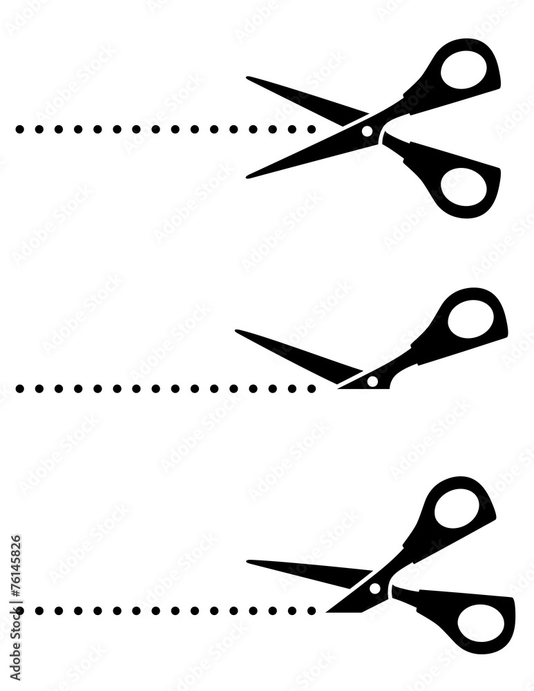 set of scissors with black points set of scissors with black points