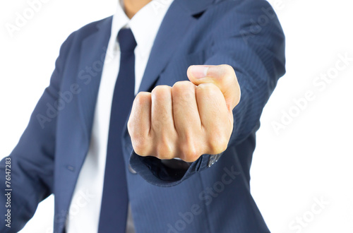 Businessman Fist Isolated on White Background on Horizontal View photo