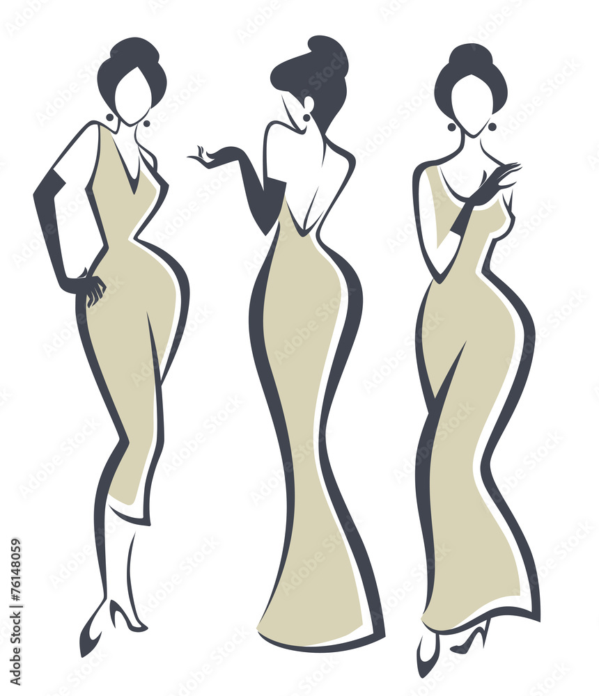 vector collection of girls in retro style vector collection of girls in retro style