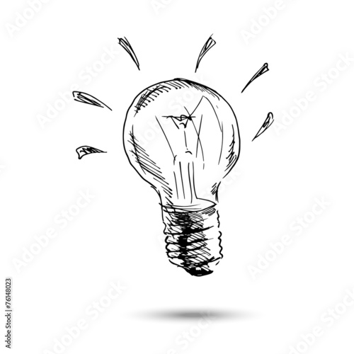Hand drawing light bulb. Vector illustration