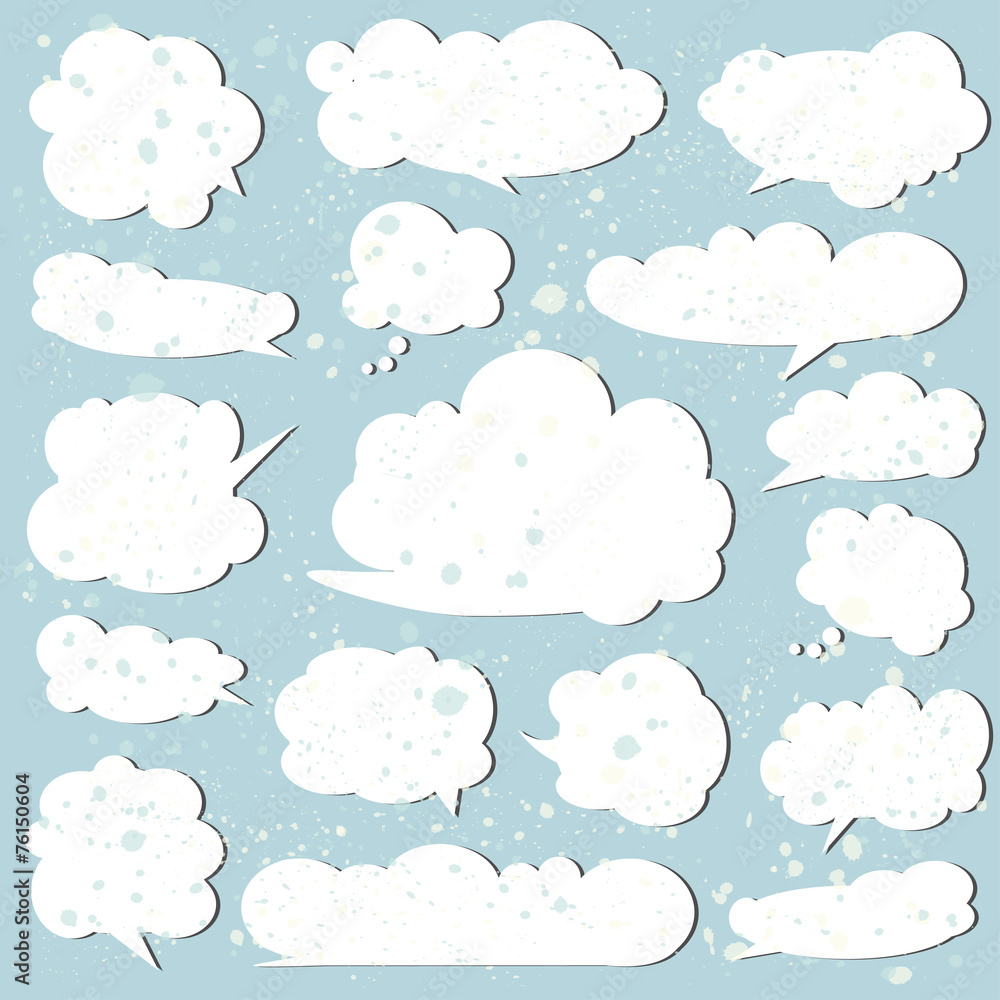 Set of white talking bubbles. Cloud bubbles.