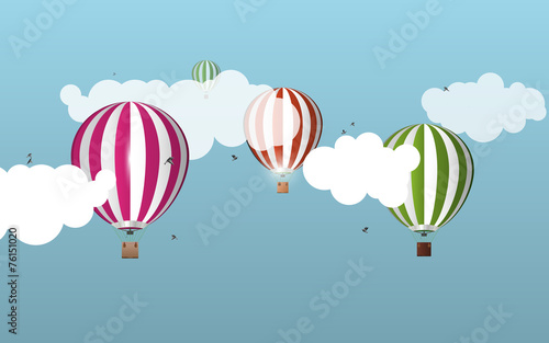 air balloons in the sky. Landscape. Vector illustration