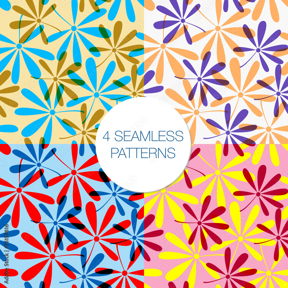 Vintage vector seamless colorful flower pattern. Endless floral